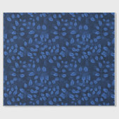 Waterverf blauw blad patroon cadeaupapier (Vlak)