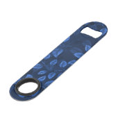 Waterverf blauw blad patroon speed flessenopener (Voorkant Gekanteld)