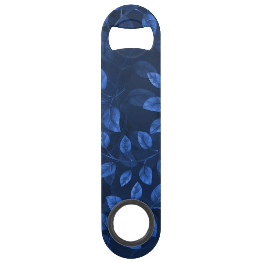 Waterverf blauw blad patroon speed flessenopener (Achterkant)