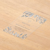 waterverf blauw bladerblad acryl uitnodigingen (Laagn)