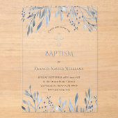 waterverf blauw bladerblad acryl uitnodigingen (Voorkant)