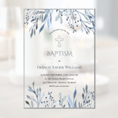 waterverf blauw bladerblad acryl uitnodigingen