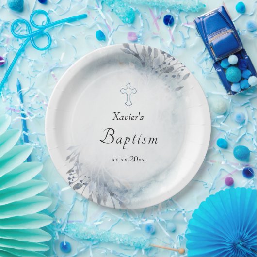 waterverf blauw bladerblad Baptisme Papier Bord (Feest)