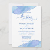 Waterverf Blauw Blauwgroen Aqua Bruiloft Uitnodigi Kaart (Voorkant)