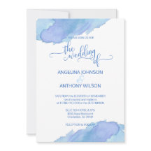 Waterverf Blauw Blauwgroen Aqua Bruiloft Uitnodigi