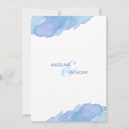 Waterverf Blauw Blauwgroen Aqua Bruiloft Uitnodigi Kaart (Achterkant)