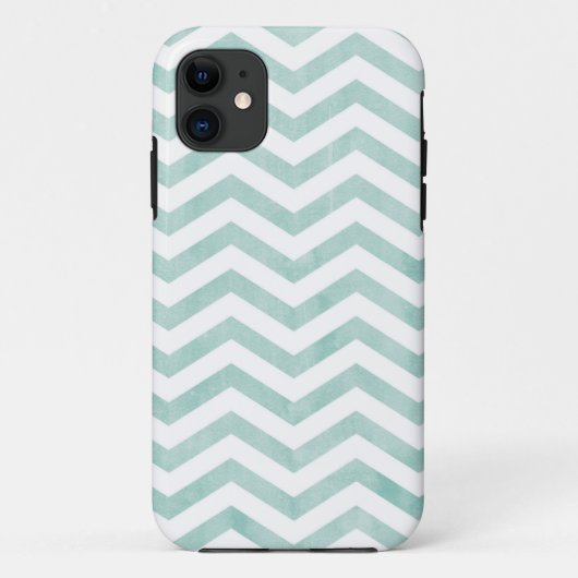 Waterverf blauw/Blauwgroen Chevron Pattern Case-Mate iPhone Case (Achterkant)