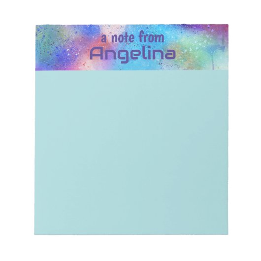 Waterverf blauw blauwgroen groen splash blauw lett notitieblok (Voorkant)