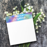 Waterverf blauw blauwgroen groen splash wit letter notitieblok<br><div class="desc">Waterverf blauw blauwgroen groen splash Notitieblok met naam.</div>