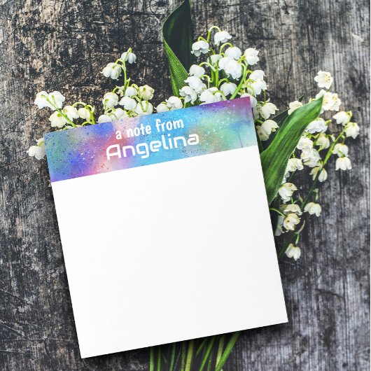 Waterverf blauw blauwgroen groen splash wit letter notitieblok