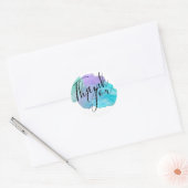 Waterverf blauw blauwgroen paarse dank u sticker (Envelop)
