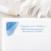 Waterverf Blauw Blauwgroen Strand Bruiloft Retoura Etiket (Insitu)