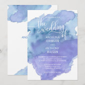 Waterverf blauw Blauwgroen strand bruiloft uitnodi Kaart (Voorkant / Achterkant)