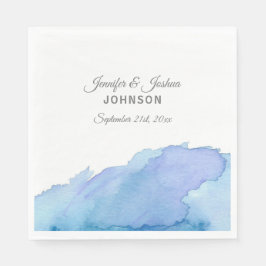 Waterverf Blauw Blauwgroen Turquoise Water Bruilof Servet