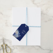 Waterverf Blauw Bloem Boeket-Bruiloft Dank u Cadeaulabel (Met Touw)