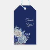 Waterverf Blauw Bloem Boeket-Bruiloft Dank u Cadeaulabel (Voorkant)