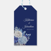 Waterverf Blauw Bloem Boeket-Bruiloft Dank u Cadeaulabel (Achterkant)
