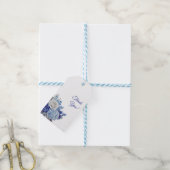 Waterverf Blauw Bloem Boeket-Bruiloft Dank u Cadeaulabel (Met Touw)