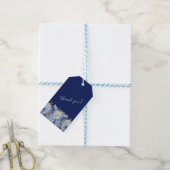 Waterverf Blauw Bloem Boeket-Bruiloft Dank u Cadeaulabel (Met Touw)