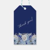 Waterverf Blauw Bloem Boeket-Bruiloft Dank u Cadeaulabel (Voorkant)