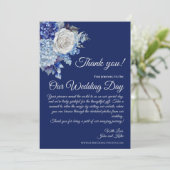 Waterverf Blauw Bloem-Bruiloft Dank u- Kaart (Staand voorkant)
