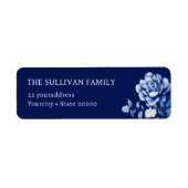 Waterverf blauw bloem retour adres label (Voorkant)