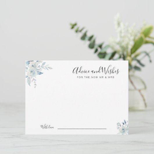 waterverf blauw - bloemadvies en wensen advieskaart (Staand voorkant)