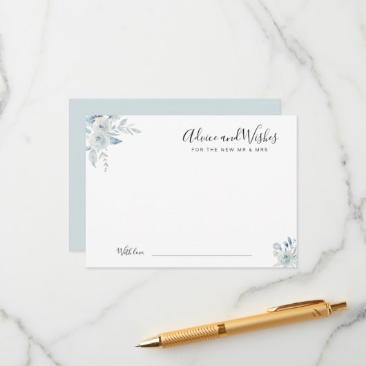 waterverf blauw - bloemadvies en wensen advieskaart (Voorkant / Achterkant in situ)