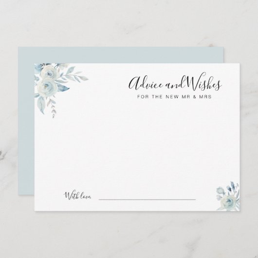 waterverf blauw - bloemadvies en wensen advieskaart (Voorkant / Achterkant)