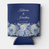 Waterverf Blauw Bloemboeket-Bruiloft- Blikjeskoeler (Voorkant)