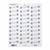Waterverf Blauw Bloemboeket-Bruiloft- Etiket (Full Sheet)