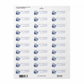 Waterverf Blauw Bloemboeket-Bruiloft- Etiket (Full Sheet)