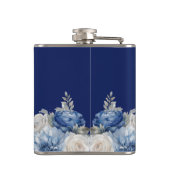 Waterverf Blauw Bloemboeket-Bruiloft- Heupfles (Achterkant)