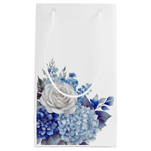 Waterverf Blauw Bloemboeket-Bruiloft- Klein Cadeauzakje