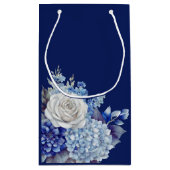 Waterverf Blauw Bloemboeket-Bruiloft- Klein Cadeauzakje (Achterkant)