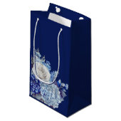 Waterverf Blauw Bloemboeket-Bruiloft- Klein Cadeauzakje (Voorkant Gekanteld)