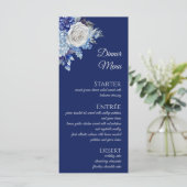 Waterverf Blauw Bloemboeket-Bruiloft - Menu (Staand voorkant)