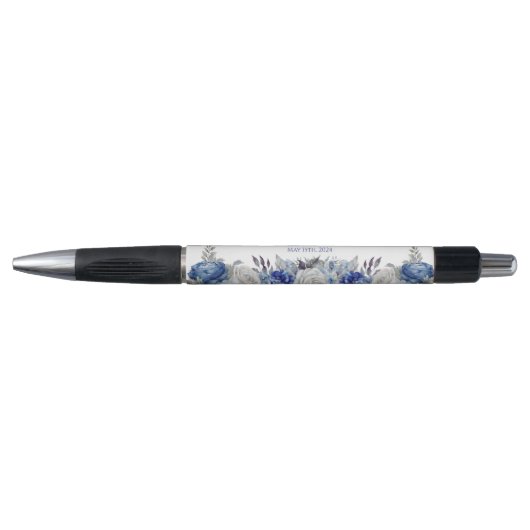 Waterverf Blauw Bloemboeket-Bruiloft- Pen (Voorkant)