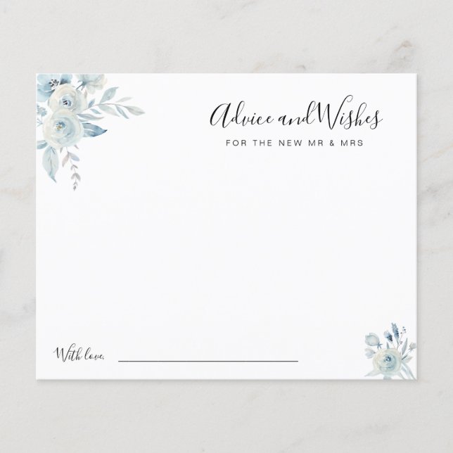 waterverf blauw bloemen advies en wenskaart (Voorkant)