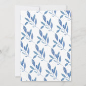 Waterverf Blauw Bloemen Baby Brunch Kaart (Achterkant)