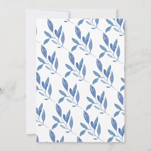 Waterverf Blauw Bloemen Baby Brunch Kaart (Achterkant)