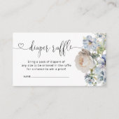 Waterverf Blauw Bloemen Baby shower Luier Raffle Informatiekaartje (Voorkant)