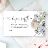 Waterverf Blauw Bloemen Baby shower Luier Raffle Informatiekaartje