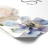 Waterverf Blauw Bloemen Baby shower Welkom Poster (Hoek)