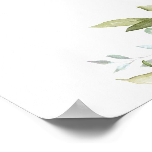 Waterverf Blauw Bloemen baby shower Welkomstbord Poster (Hoek)