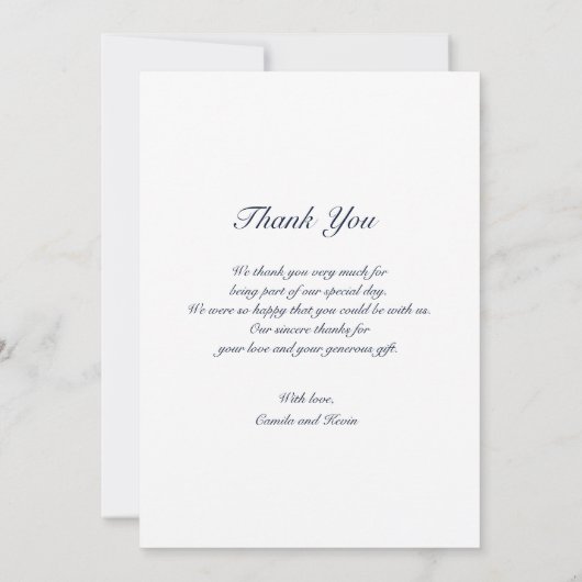 Waterverf Blauw Bloemen Bruiloft Dank u FOTO Bedankkaart (Achterkant)