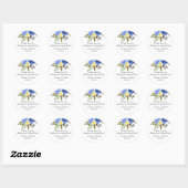 Waterverf Blauw Bloemen Bruiloft Dank u Ronde Sticker (Vel)