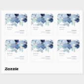 Waterverf Blauw Bloemen Bruiloft Dank u Vierkante Sticker (Vel)