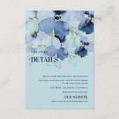 Waterverf  Blauw Bloemen Bruiloft Details Informatiekaartje (Voorkant)
