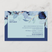  Waterverf Blauw Bloemen Bruiloft Details Informatiekaartje (Voorkant)